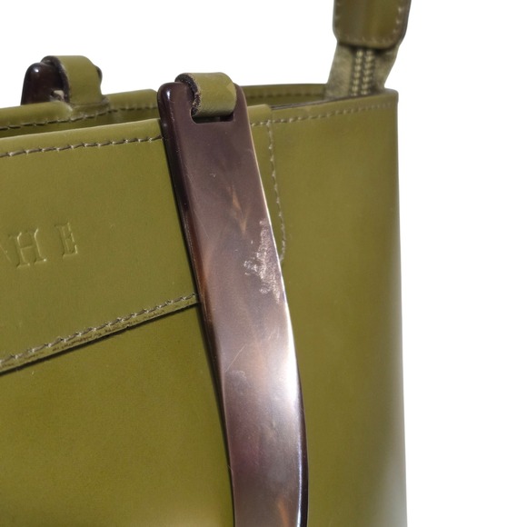 LAMARTHE Olive Green‎ Leather Tote Bag Made in Italy - Picture 12 of 15